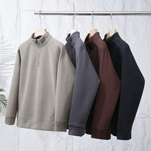 线下400+ 男女同款秋冬加绒加厚半拉链卫衣保暖运动立领冬季卫衣