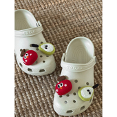 洞洞鞋 花 扣可爱鸭梨苹果鞋 配饰羊毛毡装 饰配件适配crocs智必星鞋