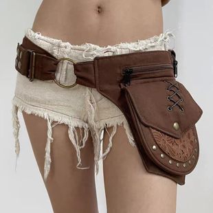 美式复古西部风多功能腰包腰带废土风个性y2k辣妹重工铆钉宽腰封
