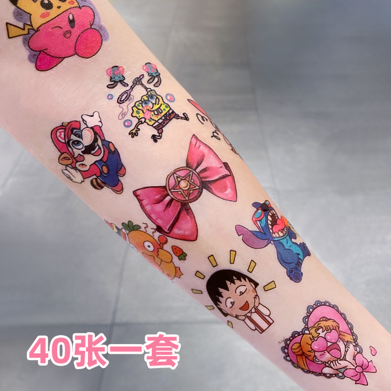 可爱卡通彩色纹身男女防水持久