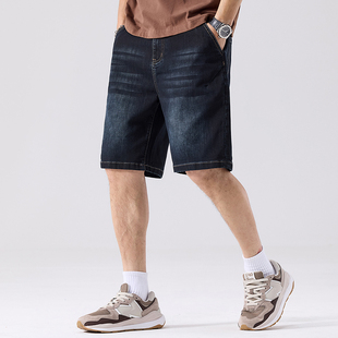 休闲日常百搭做旧牛仔短裤 潮牌大码 宽松直筒五分裤 男士 夏季