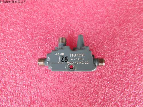 美国narda 4014C-20 4-8GHz 20dB SMA  射频微波同轴定向耦合器 质量包好，包能用 可提供测试图 品 牌：narda 型 号：4014C-20 频 率：4-8GHz 耦 合 度：20dB 接 头：SMA
