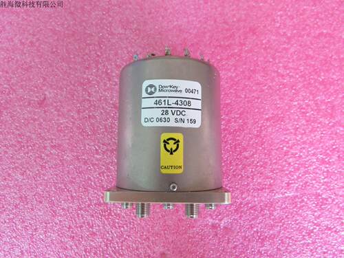 DOW-KEY 进口 461L-4308  DC-18GHz SMA 28V  SP6T 300W 射频微波高功率同轴开关 频率范围：DC-18GHz  插损：0.3dB 隔离度：80dB 工作电压：28V 控制