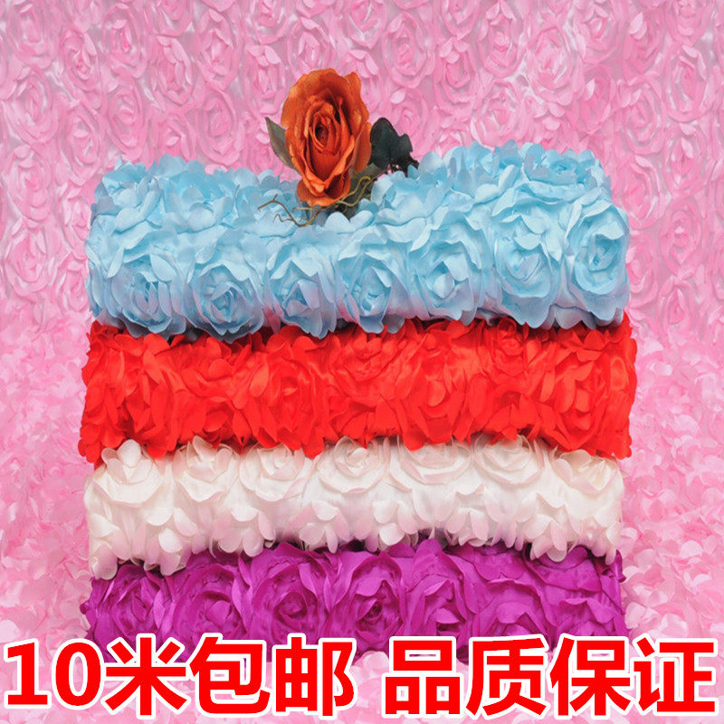 立体玫瑰花布料 3D花朵 白色 节日婚庆地毯布 镂空礼服婚纱裙面料