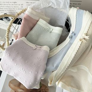 暖感蝴蝶结柔软10A抗菌 女士中腰三角裤 彩田磨毛内裤 25年秋冬新款