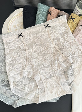 贝莱娅2670轻奢性感蕾丝高腰收腹裤蝴蝶结轻薄舒适蚕丝底裆女内裤