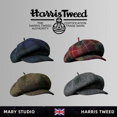 秋冬英伦复古粗花呢八角帽