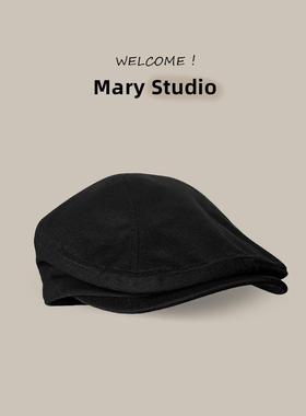 日系纯棉复古帽子女鸭舌帽男大头帽贝雷帽前进帽黑色鸭嘴帽小头围
