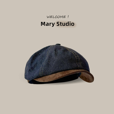 秋冬小众设计师款水洗牛仔牛仔帽
