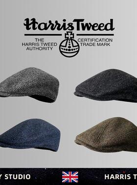 100%羊毛哈里斯橄榄鸭舌帽秋冬保暖前进帽HarrisTweed复古帽子男