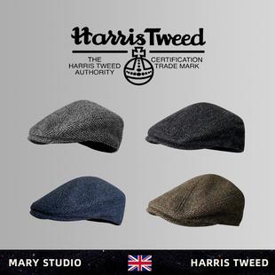 100%羊毛哈里斯橄榄鸭舌帽秋冬保暖前进帽HarrisTweed复古帽子男