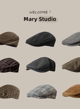 秋冬小众设计师款前进帽复古英伦风女日系简约百搭男保暖鸭舌帽