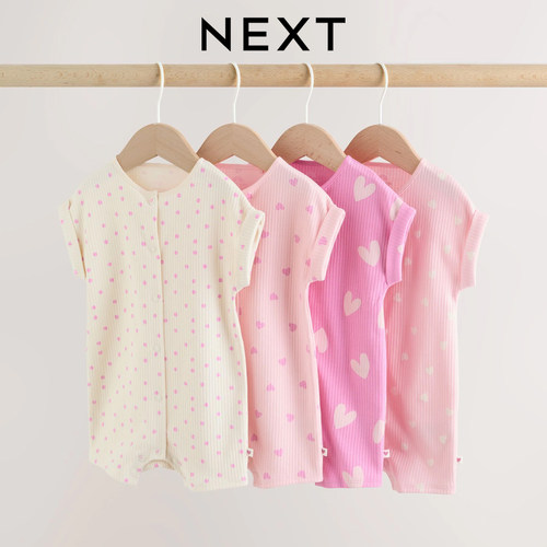 英国NEXT粉色爱心女宝短袖哈衣