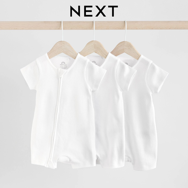 英国NEXT婴儿短袖纯白色爬服哈衣