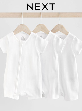 英国NEXT婴儿短袖纯白色爬服哈衣