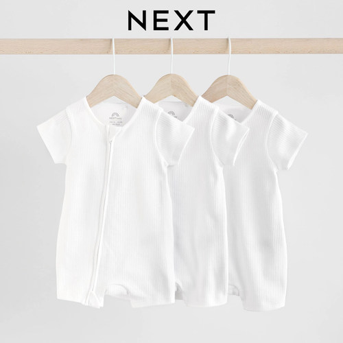 英国NEXT婴儿短袖纯白色爬服哈衣