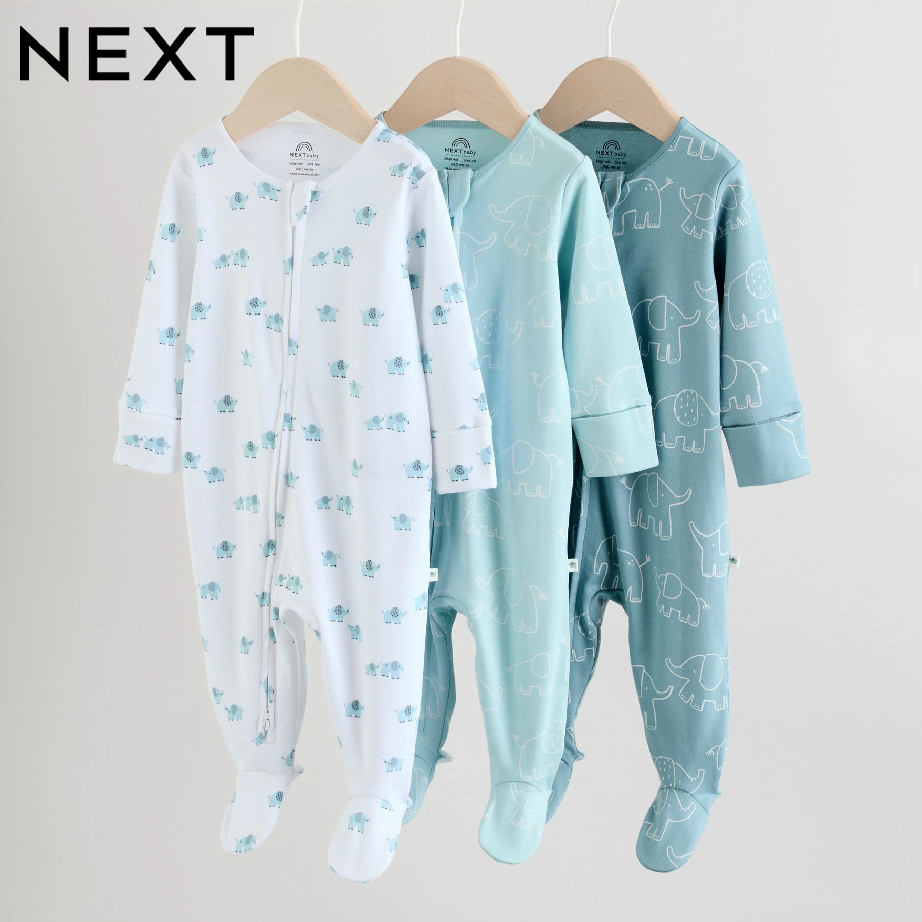 英国NEXT蔚蓝小象长袖拉链连体衣