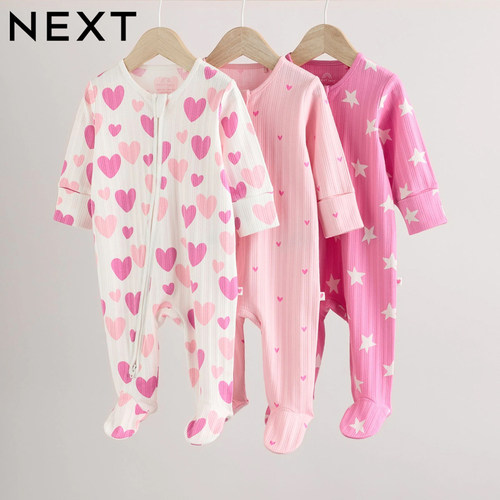 英国NEXT进口婴儿爱心长袖连体衣