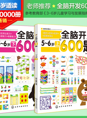 思维逻辑训练书 全脑开发600题5-6岁 全套2册 儿童幼儿园大班幼小衔接全套教材益智思维训练书籍智力全脑左右脑开发数学思维训练书
