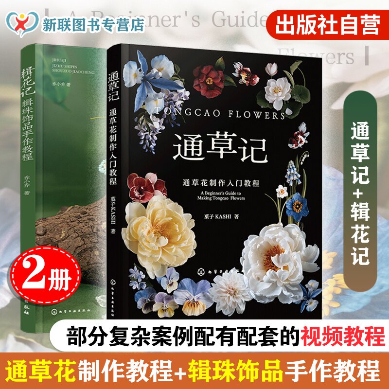 2册 通草记 通草花制作入门教程 辑花记 辑珠饰品手作教程 仿真花永生花制作工艺技法 零基础入门案例详解图解非遗手工DIY一本通书