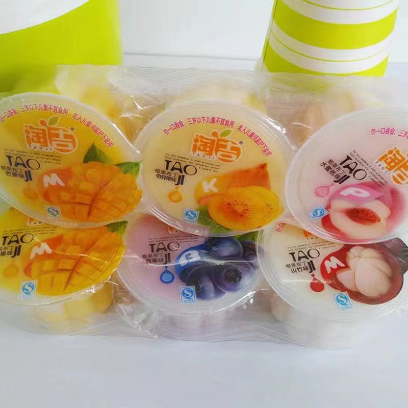淘吉360g椰果布丁混合水果味芒果蓝莓山竹水蜜桃奇异果3杯组合装