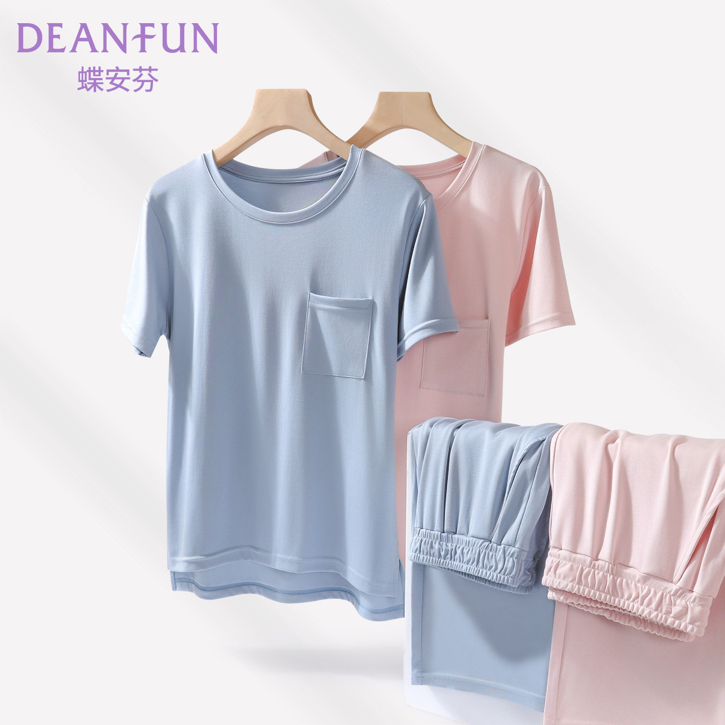 莫代尔睡衣女款2026新款夏宽松大码冰丝短袖长裤可外穿家居服套装