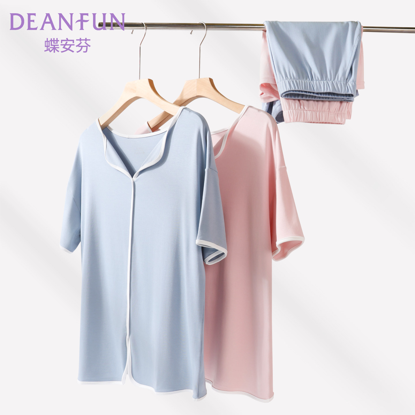 莫代尔睡衣女款夏薄款冰丝短袖短裤家居服套装宽松可外穿2026新款