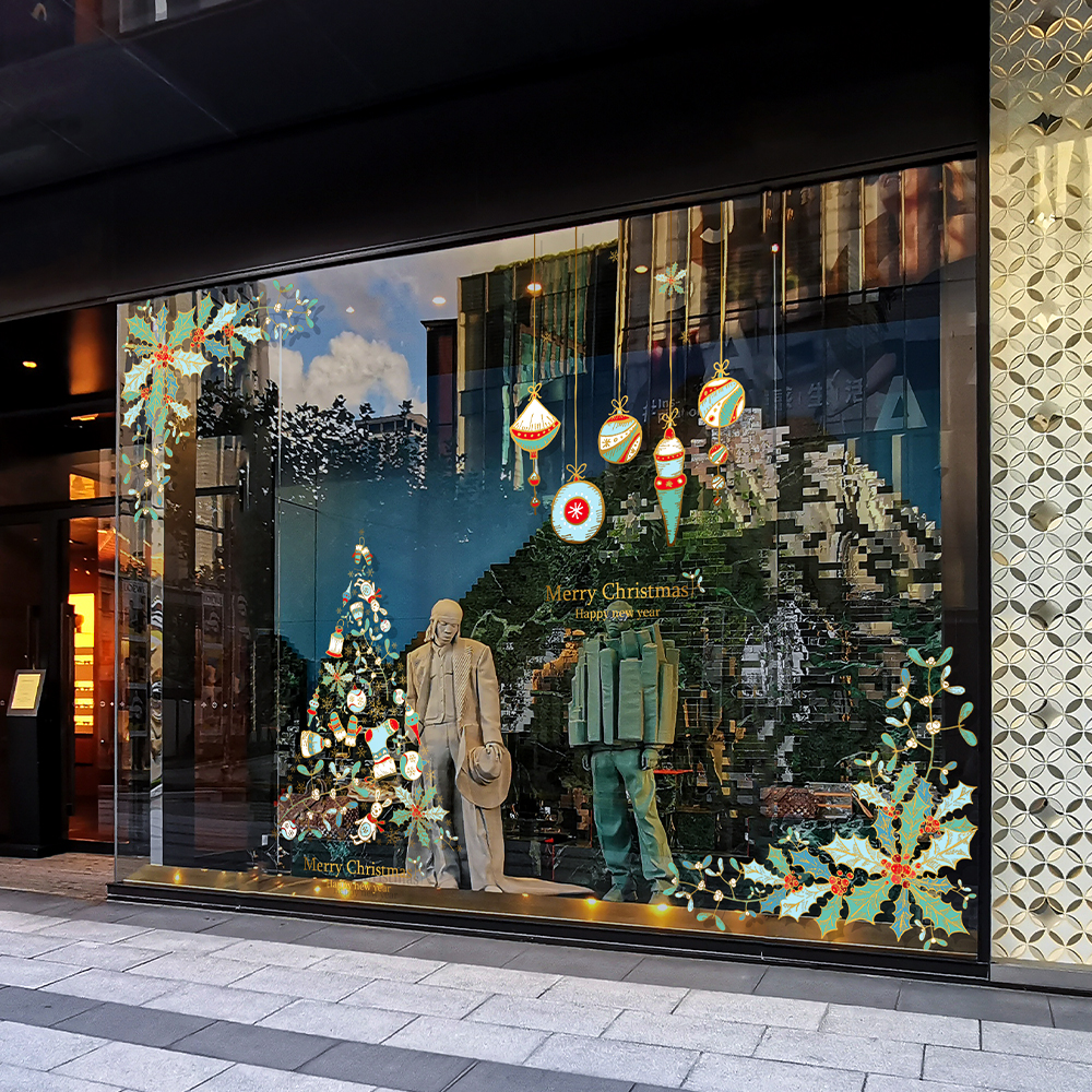 复古风圣诞套装玻璃贴纸