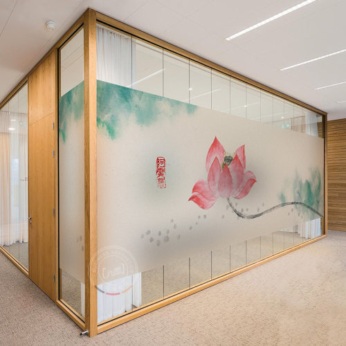 中式荷花字画装饰贴隔断中国风