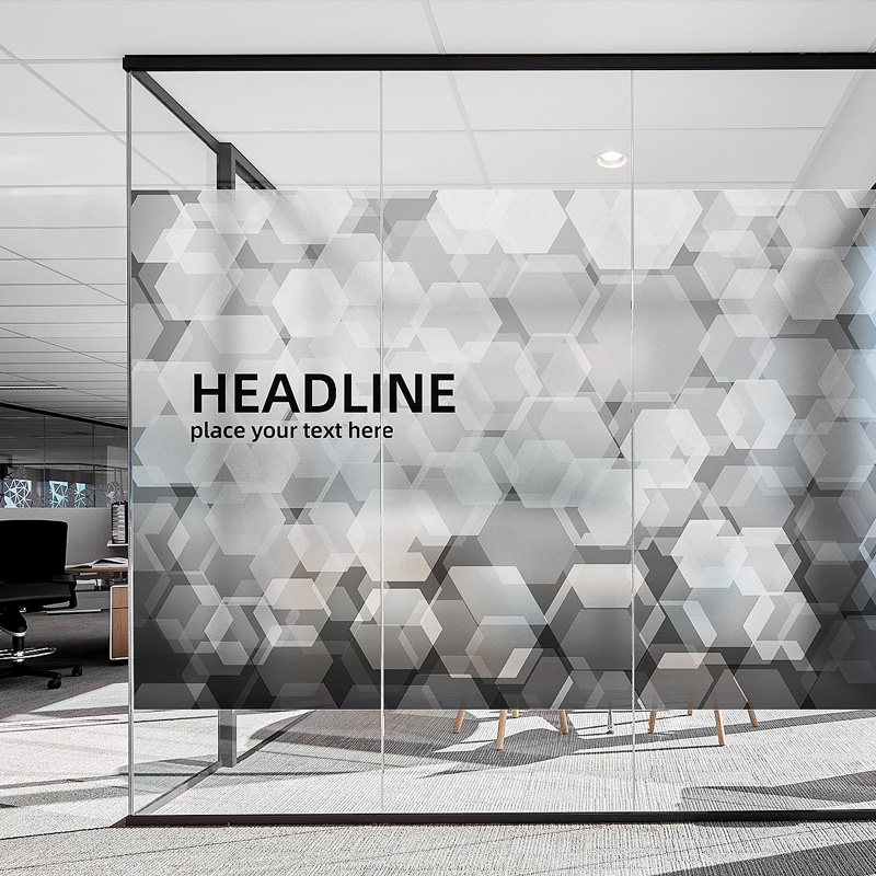 创意几何多边形灰色现代简约办公室玻璃贴膜静电透明磨砂贴纸定制