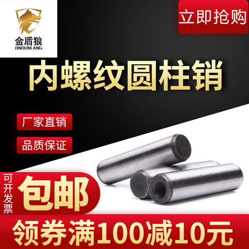 内螺纹圆柱销内牙钢销定位销加硬度模具销45#钢内丝柱销m8m10×16 - 封面
