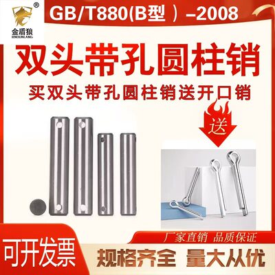 GB880无头销轴B型双头带孔圆柱销