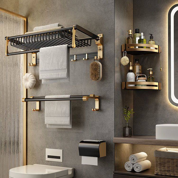 黑金轻奢风浴室毛巾架五金卫浴挂件套装太空铝置物架卫生间浴巾架,家装主材,卫浴五金组合套装/挂件套餐,淘宝优惠券,粉丝福利购,淘宝优惠卷