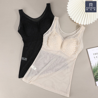 韩玛斯轻薄透气蕾丝文胸背心女