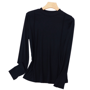 韩玛斯天丝打底衫女士莫代尔内搭保暖长袖修身上衣秋冬秋衣H12500