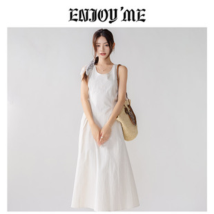 ENJOYME 法式无袖连衣裙女款夏季新款圆领收腰a字长裙背心吊带裙