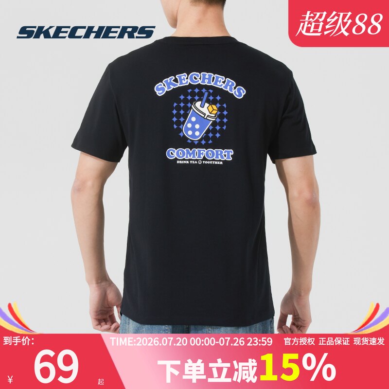 斯凯奇短袖夏季新款针织透气男女款半袖上衣官方正品运动休闲t恤