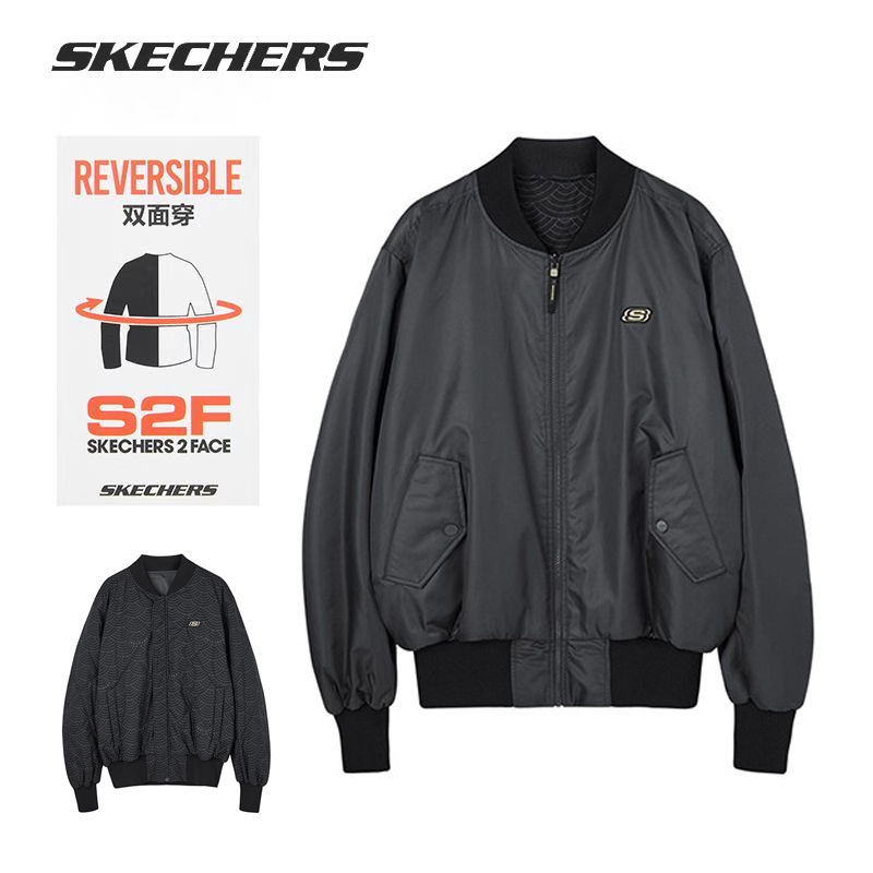 斯凯奇男装冬季新款飞行员夹克
