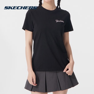 新款 半截袖 女装 短袖 运动服圆领t恤宽松透气时尚 斯凯奇2025夏季
