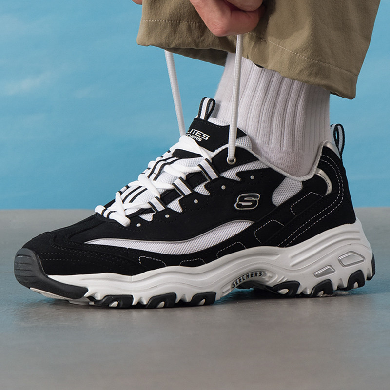 斯凯奇熊猫鞋男女同款经典老爹鞋休闲运动鞋秋冬款官方正品