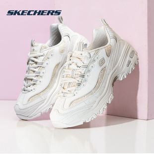 斯凯奇女鞋冬季新款熊猫鞋官方正品白色休闲鞋子老爹鞋运动鞋女款