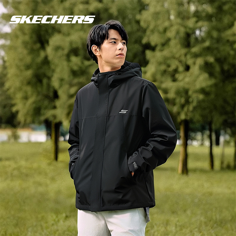 斯凯奇男装秋冬新款冲锋衣式外套