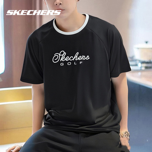 斯凯奇短袖男款t恤2026新款夏季黑色半袖官方运动上衣男女装T恤衫