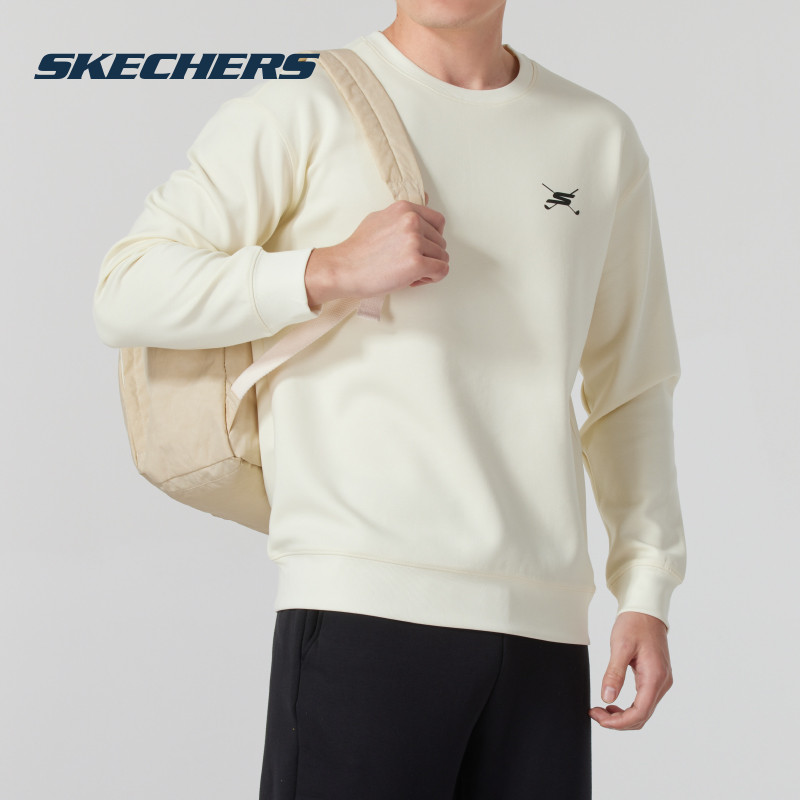 斯凯奇男装套头衫秋冬新款运动服时尚健训练休闲针织圆领卫衣