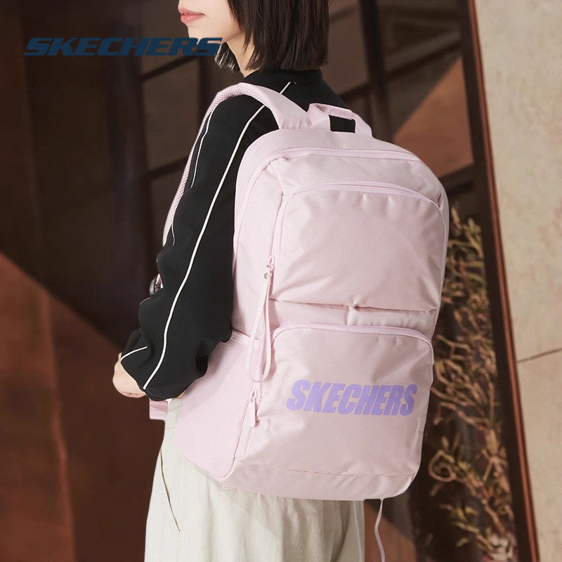 斯凯奇双肩包官方男女通用大容量电脑包旅行背包粉色初高中生书包