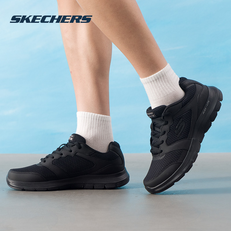 Skechers斯凯奇男鞋新款黑色网面透气运动休闲健身训练缓震健步