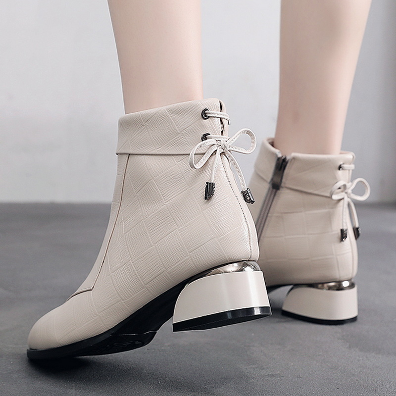 真皮短靴加绒大码女鞋妈妈鞋棉靴