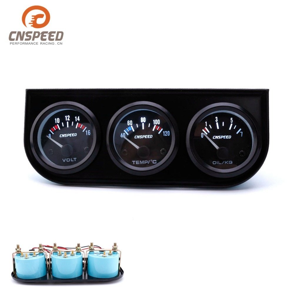 跨境热销汽车改装通用三联表/电压/水温/油压三合一赛车专用仪表
