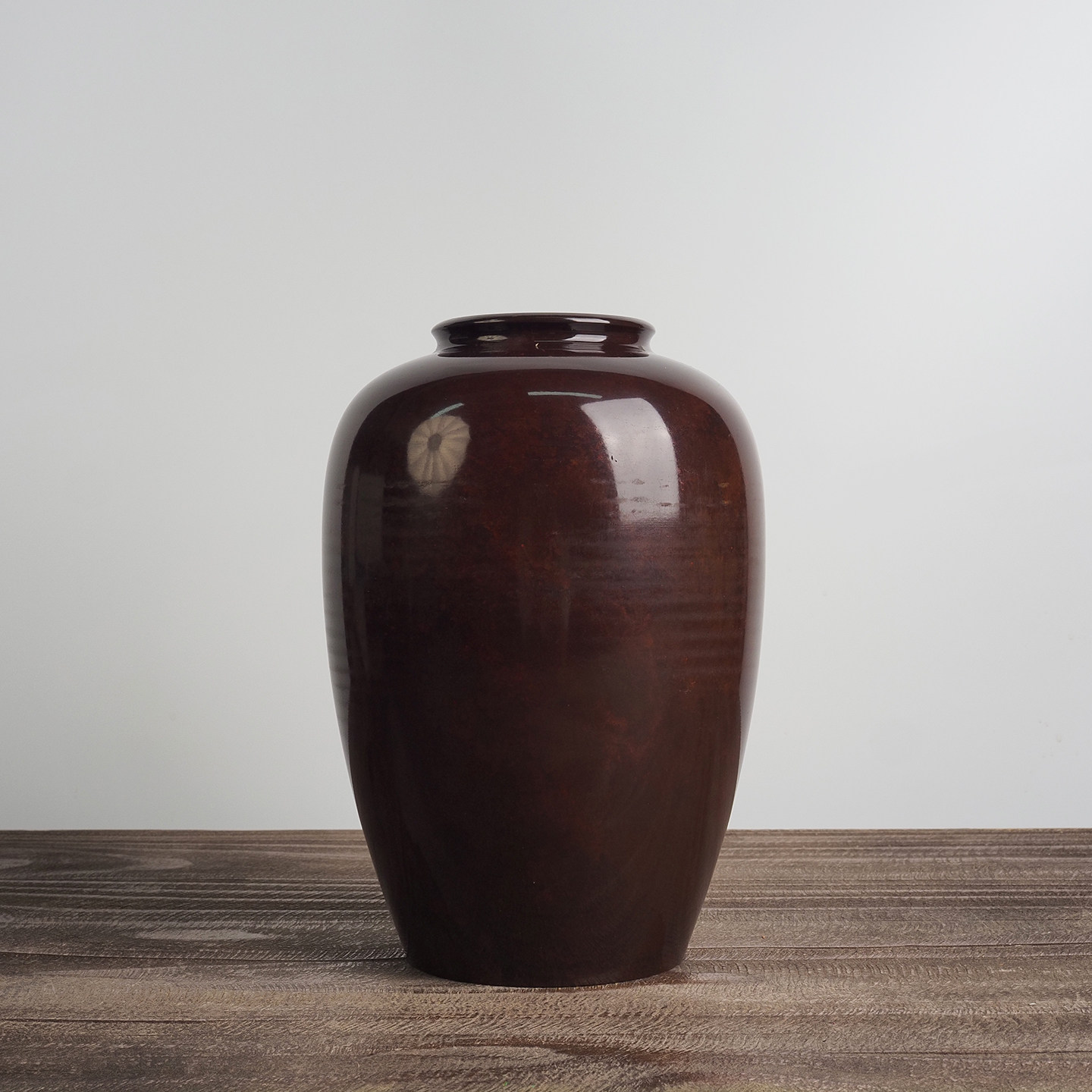 中古日本回流铜花瓶家居玄关博古架干花插花文房雅物大花器摆件