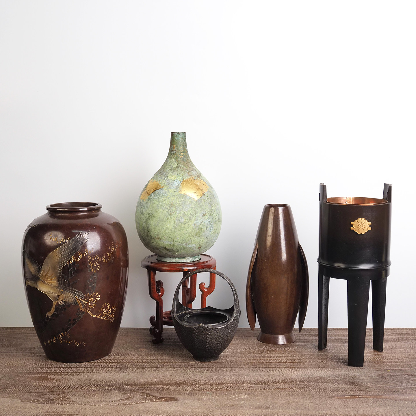 日本回流铜器鎏金花瓶复古铜花瓶摆设插花艺家居样板间礼品装饰